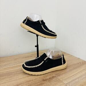 Hey Dude Wendy Crochet Black Slip On Loafer Women’s Size 7